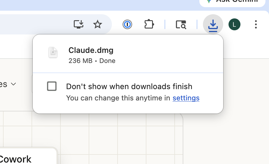 Claude DMG in Downloads