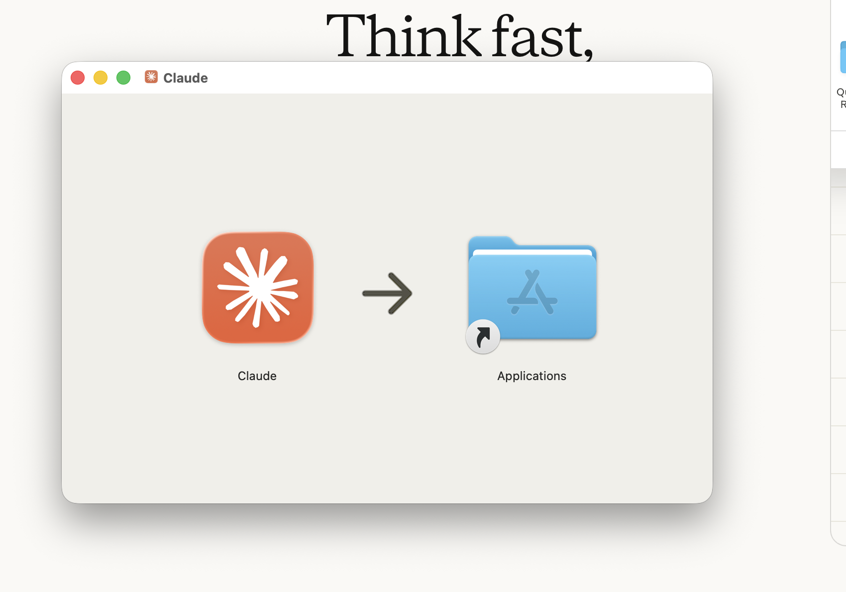 Claude installer Finder window