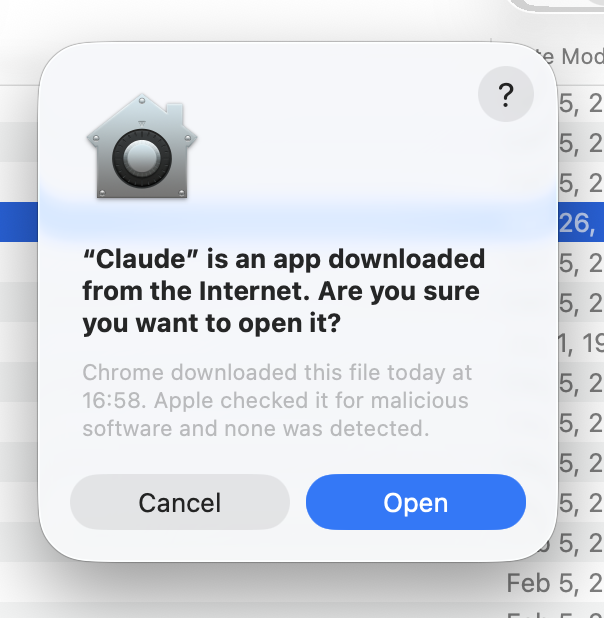 macOS security popup