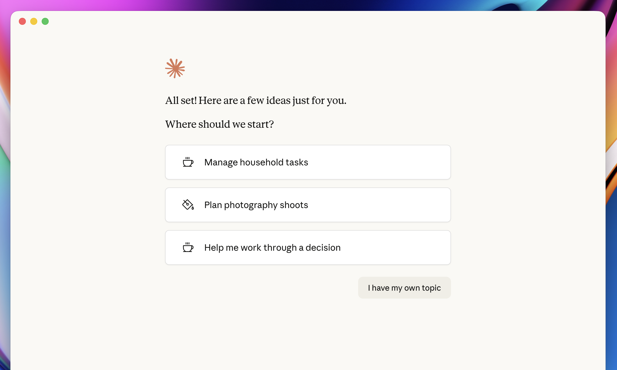 Where should we start screen