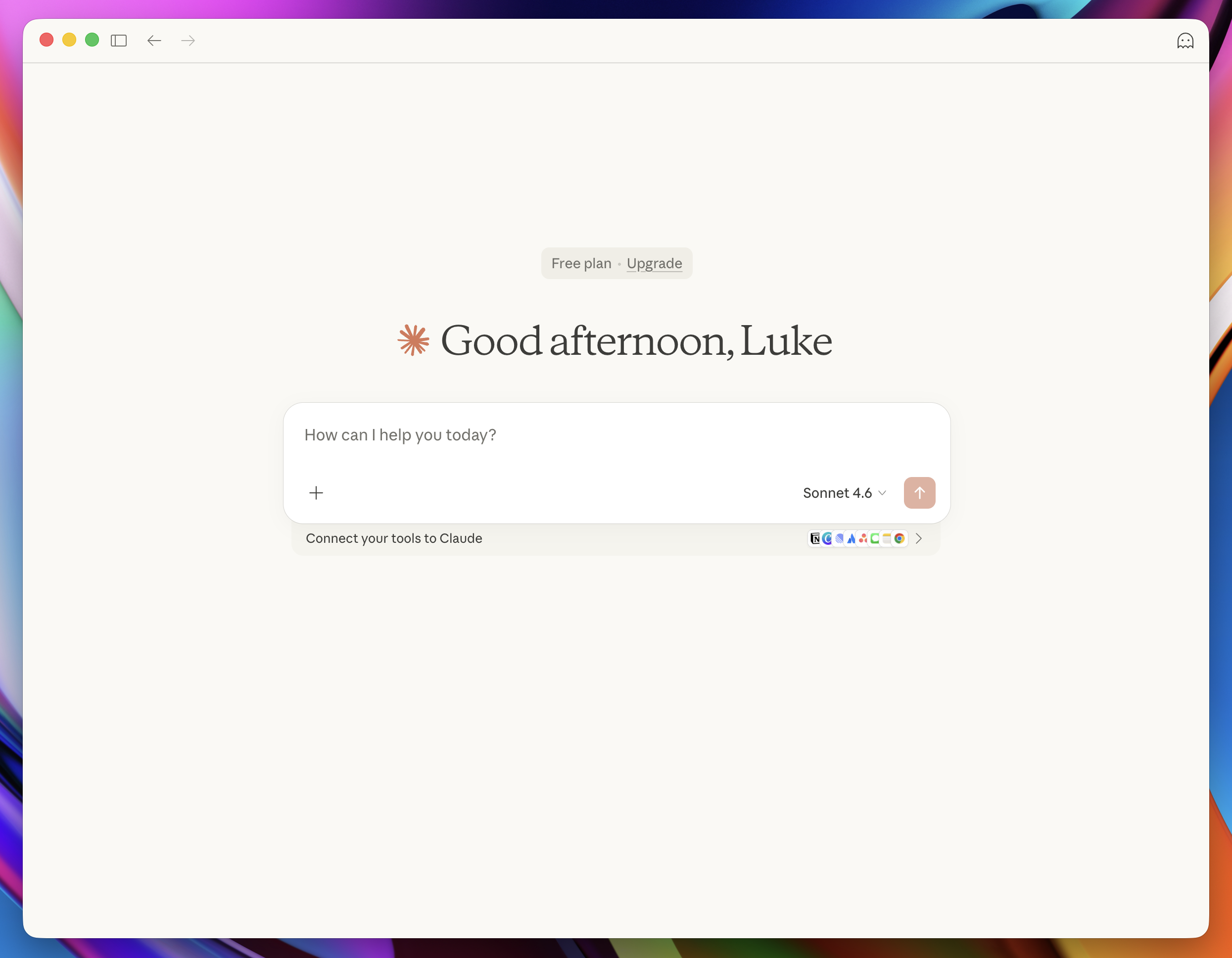 Claude chat home screen